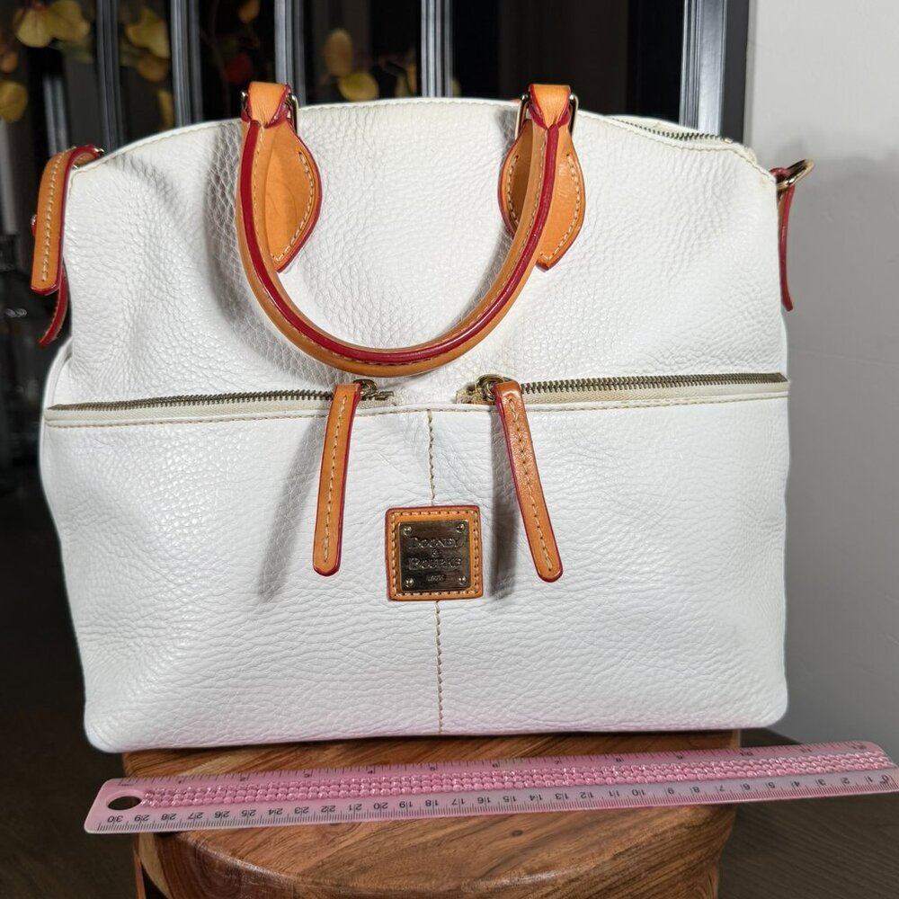 Dooney & Bourke Dillen Double Pocket Satchel — White  comes with Strap - Picture 8 of 15